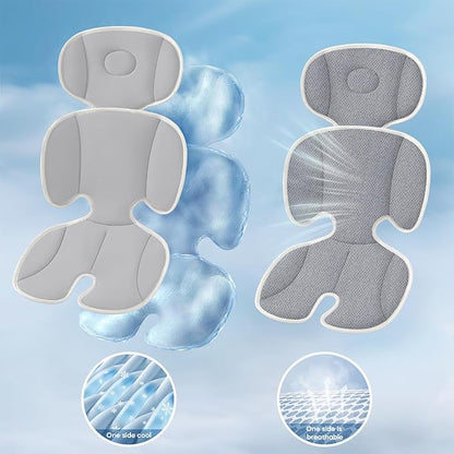 Baby Stroller Cooling Pad, Universal Soft Cooler Pad, Breathable Adjustable Car Seat, Liner Detachable 2-Piece Cooling Cushion Fits Strollers, Car Seat, High Chair, Bassinet, Swing