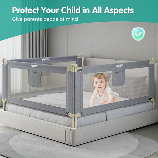 Bed Rails for Toddlers，Toddler Bed Rails，Bed Rail for Baby - Adjustable Height Bed Guard with Child Safety Lock, Universal Fit for King/Full/Twin Beds (Grey, 1 Side 47Inch)