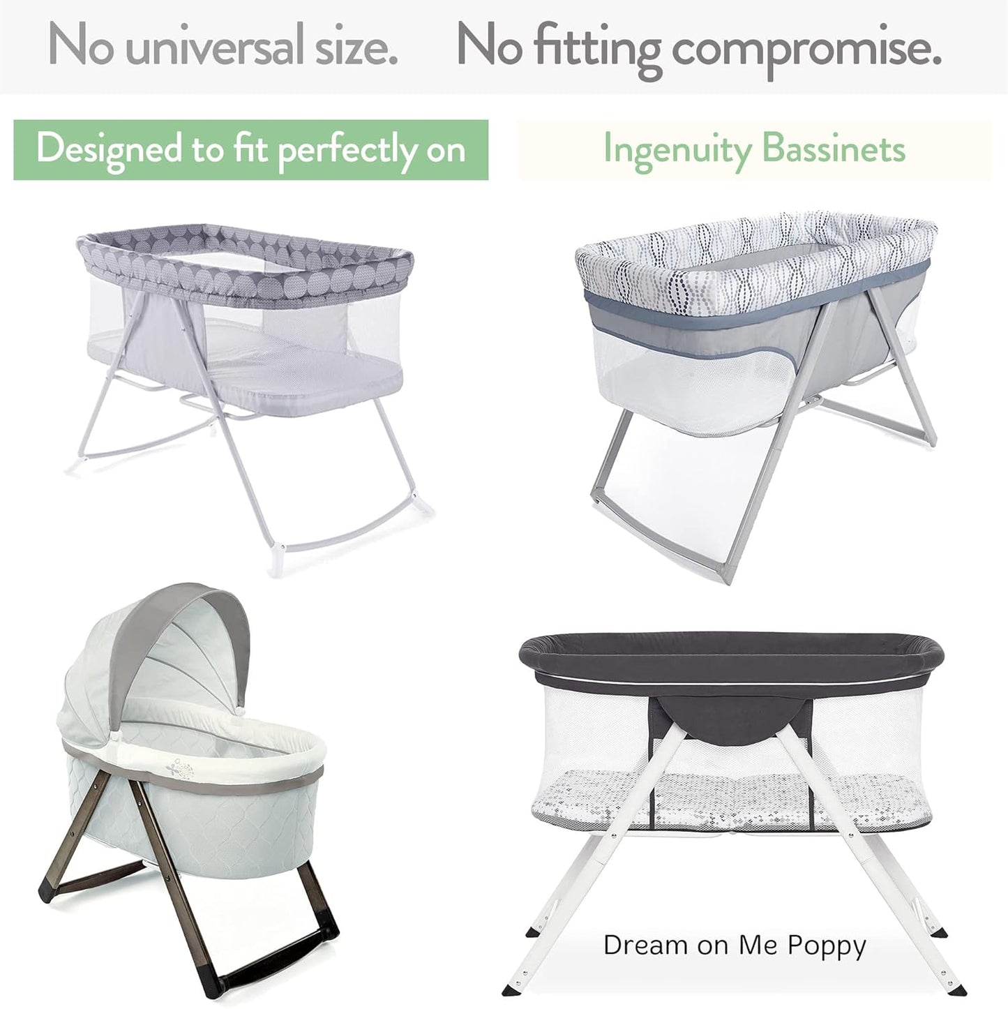 Bedside Sleeper Bassinet Sheets for 33x20 Inch Mattress Pad – Compatible with Maxi COSI Iora, Kidsclub, Angelbliss, Baby Joy, Koola Baby Bedside Bassinet – 100% Jersey Cotton – 2 Pack