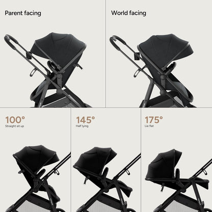 Mompush Baby Stroller, Convertible 2-in-1 with Bassinet Option, Infant Car Seat Compatible, Includes Adapter - Sturdy Full-Size Infant Stroller for Family Adventures