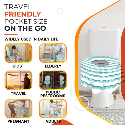 20 Extra Large Toilet Seat Covers Disposable for Kids & Adults-Toilet Covers Disposable for travel-Toddler Toilet Seat Cover Liners for Potty Training-Individually Wrapped-Waterproof (Bees)