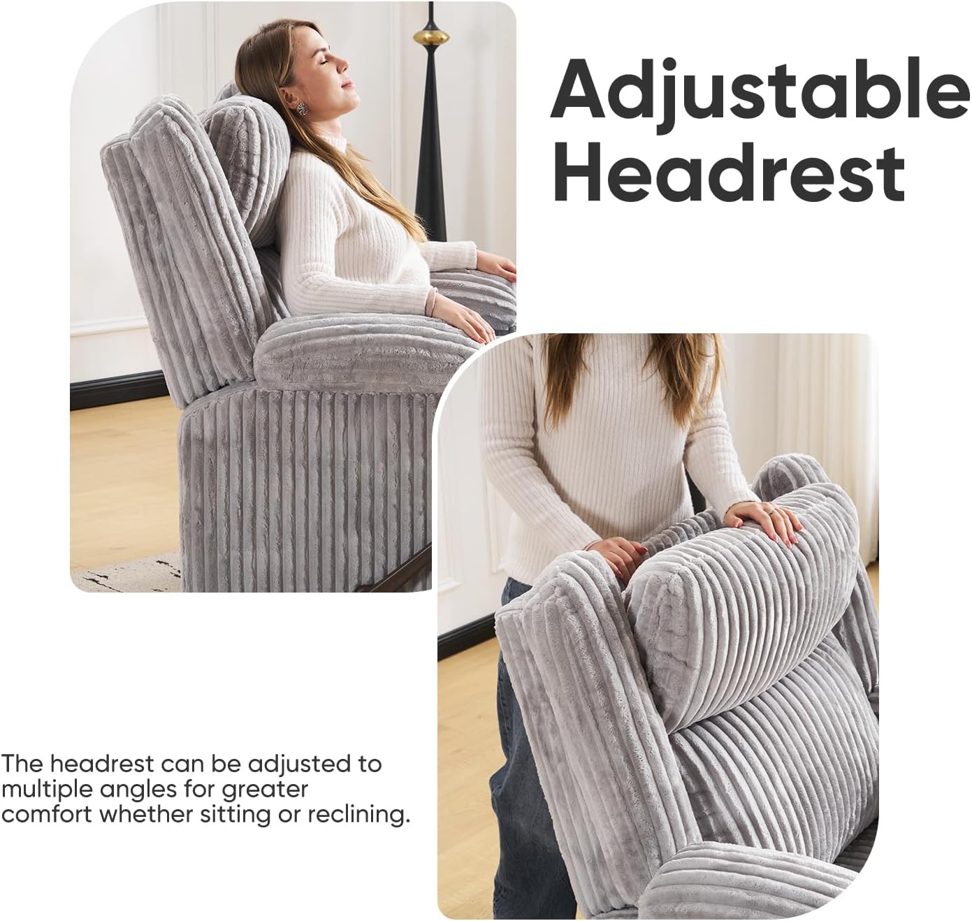 Oversized Power Recliner Chair with Massage and Heat, Swivel Rocker Recliner Chair for Adults with Arm Storage, Nursery Glider Recliner with Adjustable Headrest and Phone Stand, Side Pockets, Beige