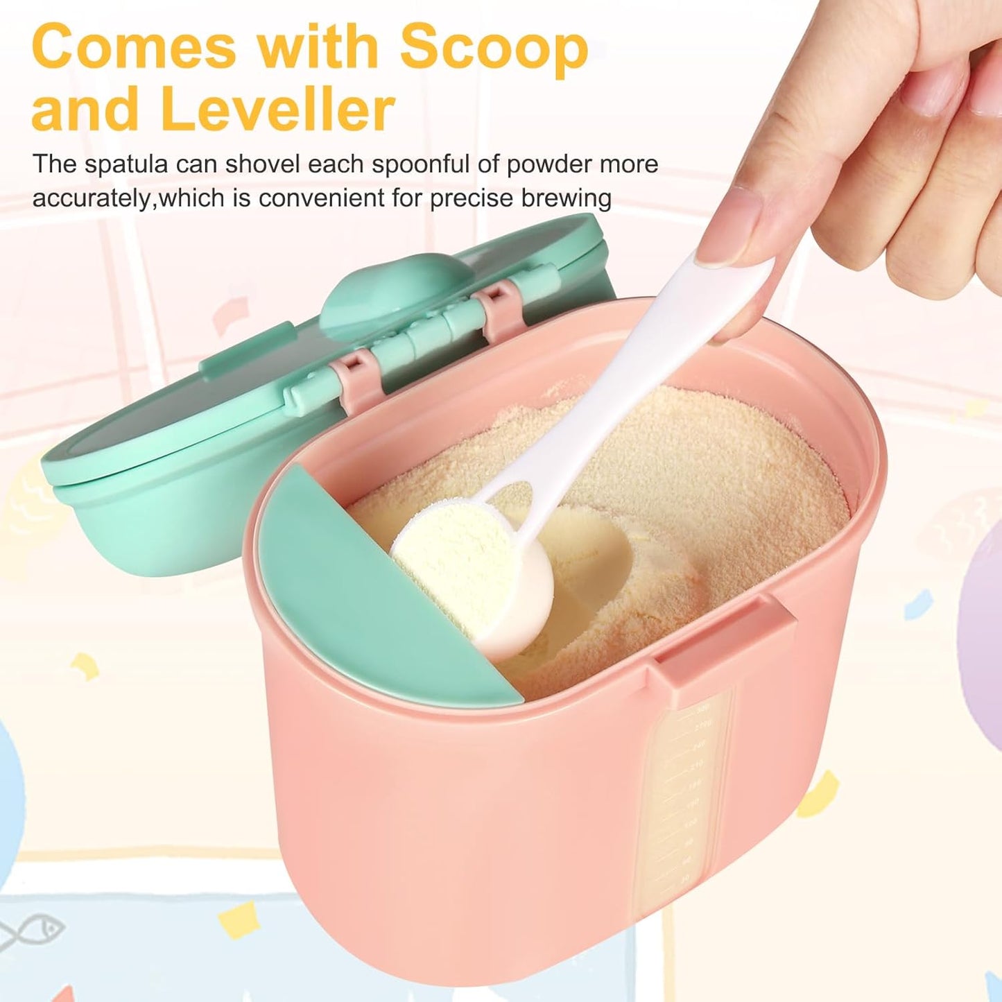Accmor Baby Formula Dispense On The Go, Portable Milk Powder Formula Dispenser with Scoop,Formula Containers for Travel Hold 8.5oz/240g Formula,Green