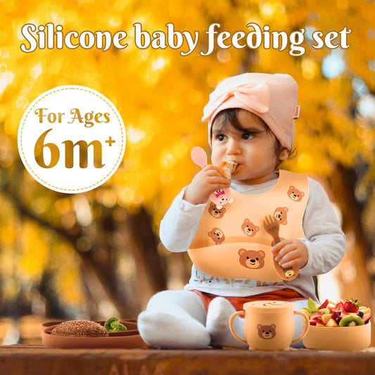 Silicone Baby Feeding Set 21 Pcs, Baby Led Weaning Supplies, Baby Feeding Supplies Set BPA Free, Essentials for Newborn Gift Mixed