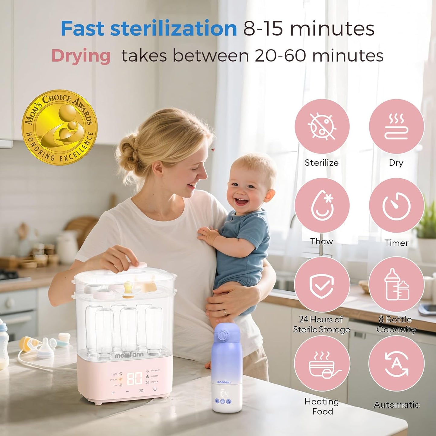 Bottle Sterilizer and Dryer, All-in-One Electric Steam Sterilizer Bottle Sanitizer for Baby Bottles, Pump Parts Accessories Newborn Essential (Blue)