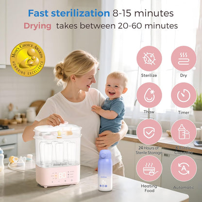Bottle Sterilizer and Dryer, All-in-One Electric Steam Sterilizer Bottle Sanitizer for Baby Bottles, Pump Parts Accessories Newborn Essential (Blue)