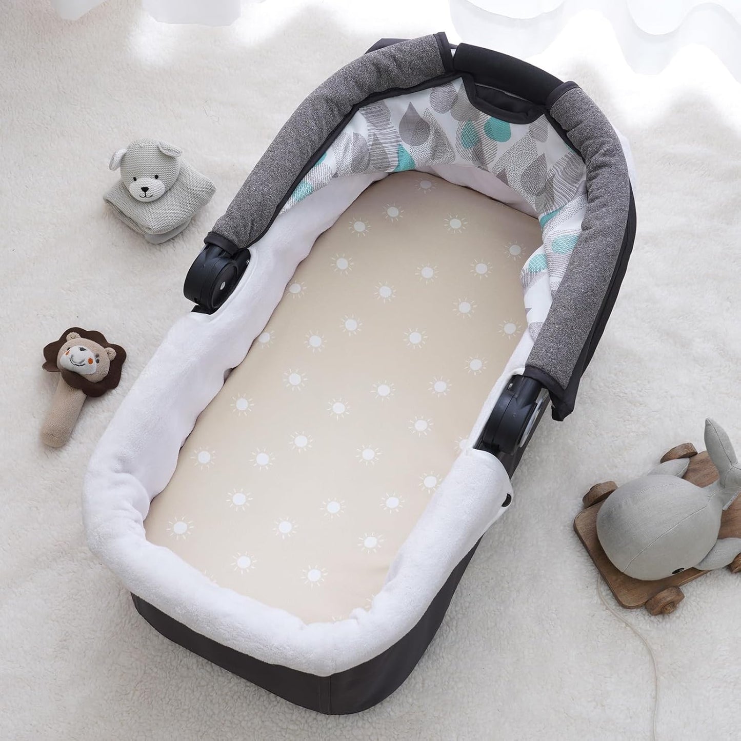 PHF 3 Pack Soft Mini Crib Sheets, Floral & Animal Pack N Play Sheets for Baby Boys Girls, No Slip Universal Fit for Pack N Play, Playard, Portable and Mini Crib Mattresses,Floral & Animal