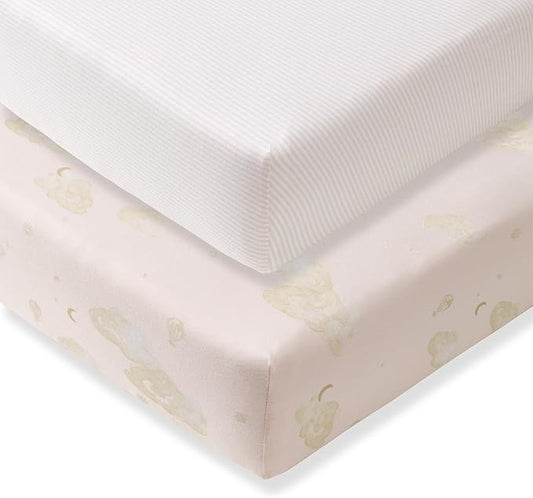 Burt's Bees Baby Essential Organic Cotton Fitted Crib Sheet, Breathable for Boy Girl Standard Crib & Toddler Mattresses