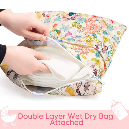 Damero 5-Layer Reusable Diapers Baby Inserts, 12PCS Cloth Diaper Inserts with an Extra Storage Bag