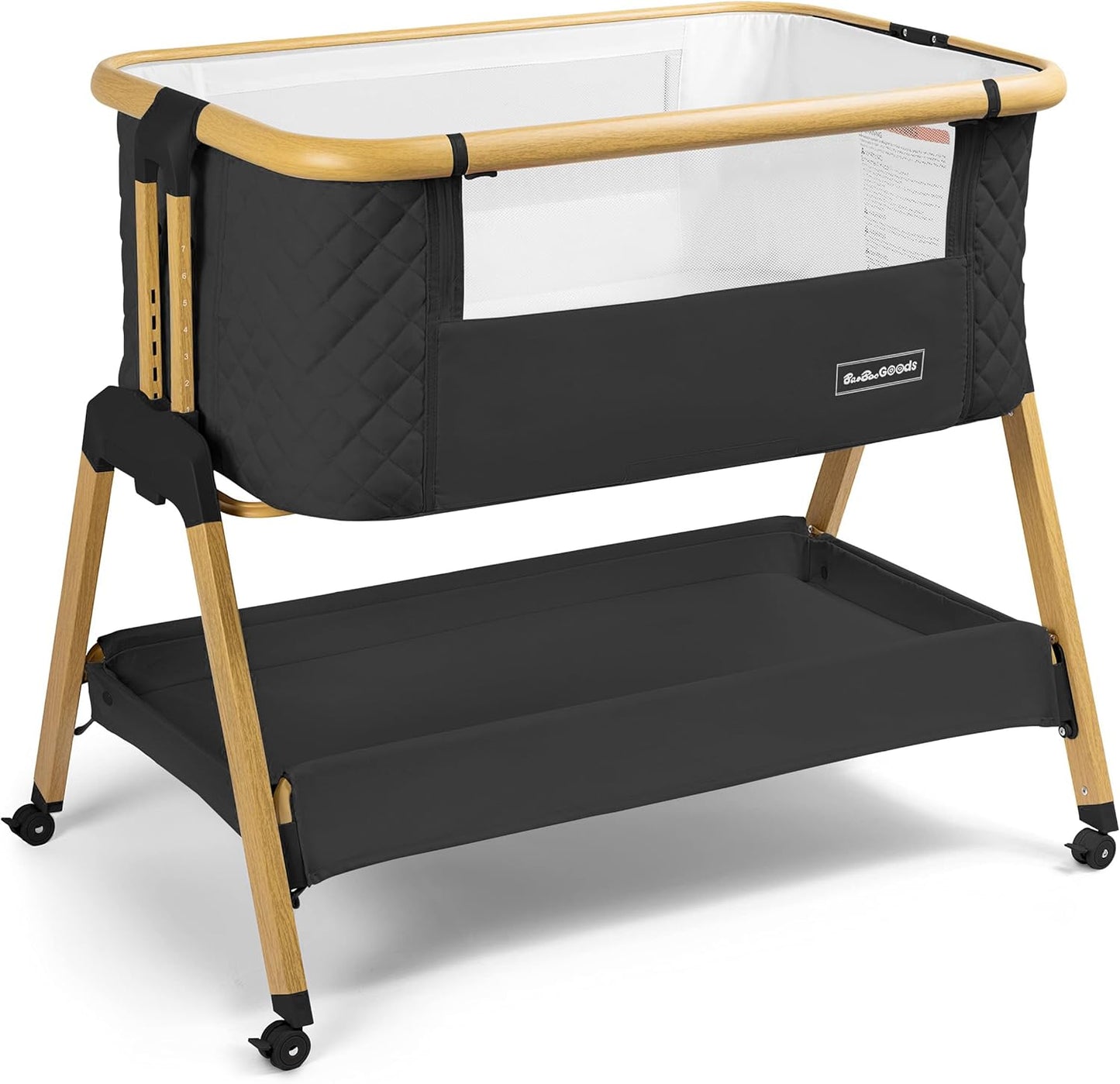 3 In 1 Baby Bassinet with Wheels, Portable Bedside Sleeper for Baby with 7 Adjustable Heights and Foam Mattress, Baby Bedside Crib for Newborns and Infants with Storage Basket, Carry Bag Included