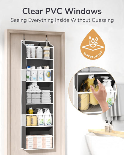 ULG Over The Door Organizer with 6 Large Pockets 12 Side Pockets, 50lbs Weight Capacity Door Hanging Organizer for Bedroom, Bathroom, Pantry, Nursery Storage, Beige