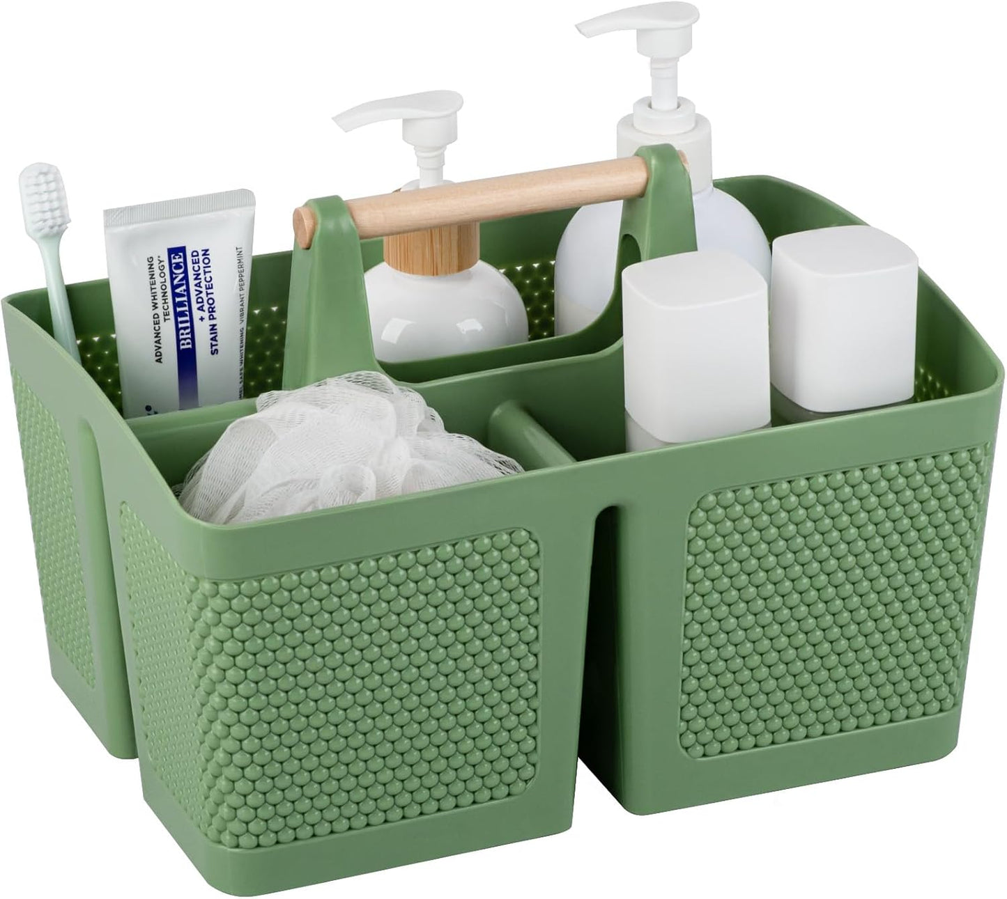 rejomiik Portable Shower Caddy Basket Plastic Cleaning Caddy Organizer Storage Tote with Handle for Bathroom, College, Dorm Room Essentials, White