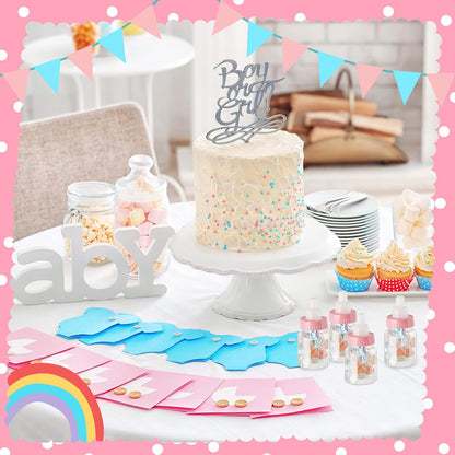 36 Pcs 3.5 Inch Baby Bottle Shower Favor Mini Plastic Candy Bottle Clear Bottles for Baby Shower Mini Feeding Candy Box for Party Favor Gift Decor(Blue)