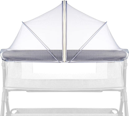Bassinet Cover Mosquito Net for Babies to Keep Insects/Bugs/Cats Out, Toddler Bassinet/Bedside Sleeper/Crib Net with Two-Way Zippers & Storage Bag, Breathable Mesh Holes, White