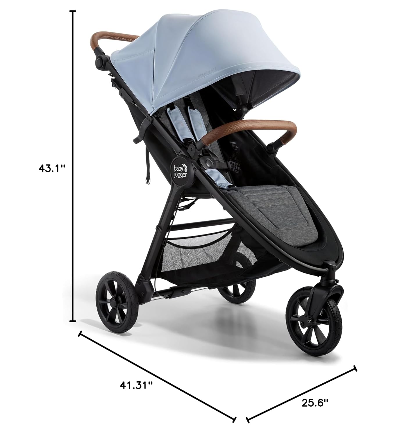 Baby Jogger City Mini GT3 All Terrain Baby Stroller with Forever Air Rubber Tires, All Wheel Suspension, Lightweight Stroller with Magnetic Buckle, No-Rethread Harness, and Foot Brake, Frosted Ivory
