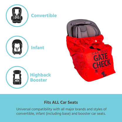 J.L. Childress Gate Check Travel Bag for Car Seats - Car Seat Travel Bag for Airplane, Includes AIRTAG Holder, Fits All Baby Carriers, Infant Carriers & Child Booster Seats - Neon Blue