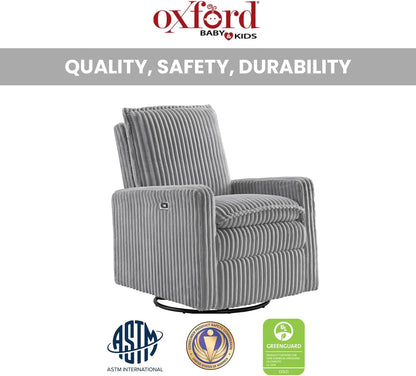 Oxford Baby Uptown Upholstered Glider Recliner Rocking Chair 360° Swivel for Nursery and Living Room - Boucle White