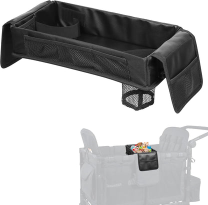 Stroller Snack Tray with Anti-Falling Bottle Holders for Wonderfold Wagon,Waterproof Faux Leather Interior,Easy to Install and Remove( W1,W2)