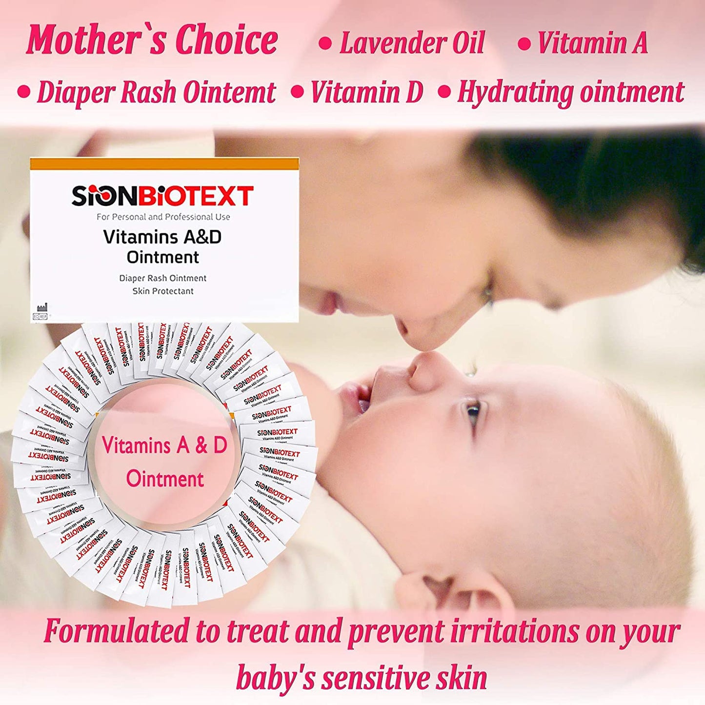 A and D Ointment by Sion Biotext Baby Diaper Rash Vitamin A + D Cream for Dry Skin, Cuts, Burns Soothing Baby Care Medical Moisturizer + First Aid. (1 Tube 4oz)