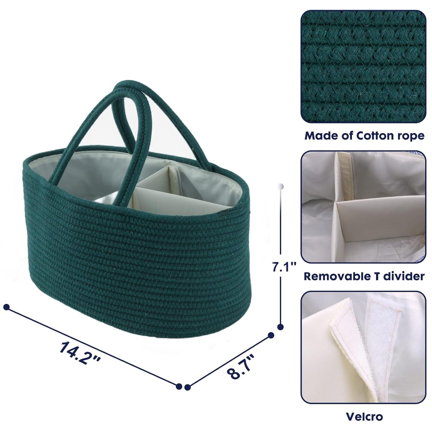 Baby Diaper Caddy Organizer for Girl Boy Rope Nursery Storage Bin Basket Portable Holder Tote Bag for Changing Table Car Travel Baby Shower Gifts Newborn Essentials Registry Must Have Items Pink