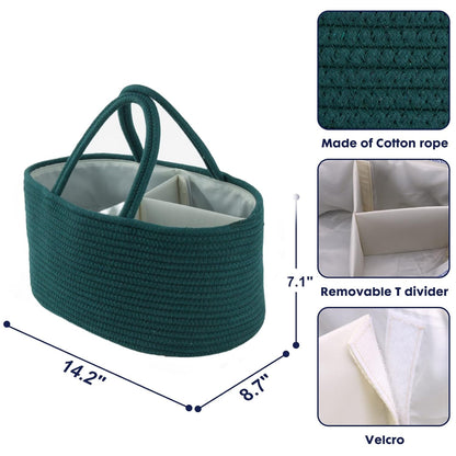 Baby Diaper Caddy Organizer for Girl Boy Rope Nursery Storage Bin Basket Portable Holder Tote Bag for Changing Table Car Travel Baby Shower Gifts Newborn Essentials Registry Must Have Items Pink