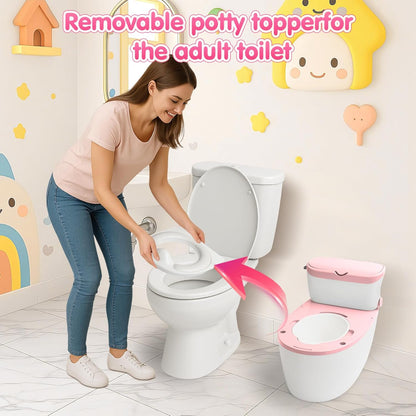 TOSGN 3-in-1 Toddler Potty Training Toilet, for Ages 6 Months+, Realistic Potty Training Seat with Flushing Sound, Wipes Storage, Toilet Paper Holder