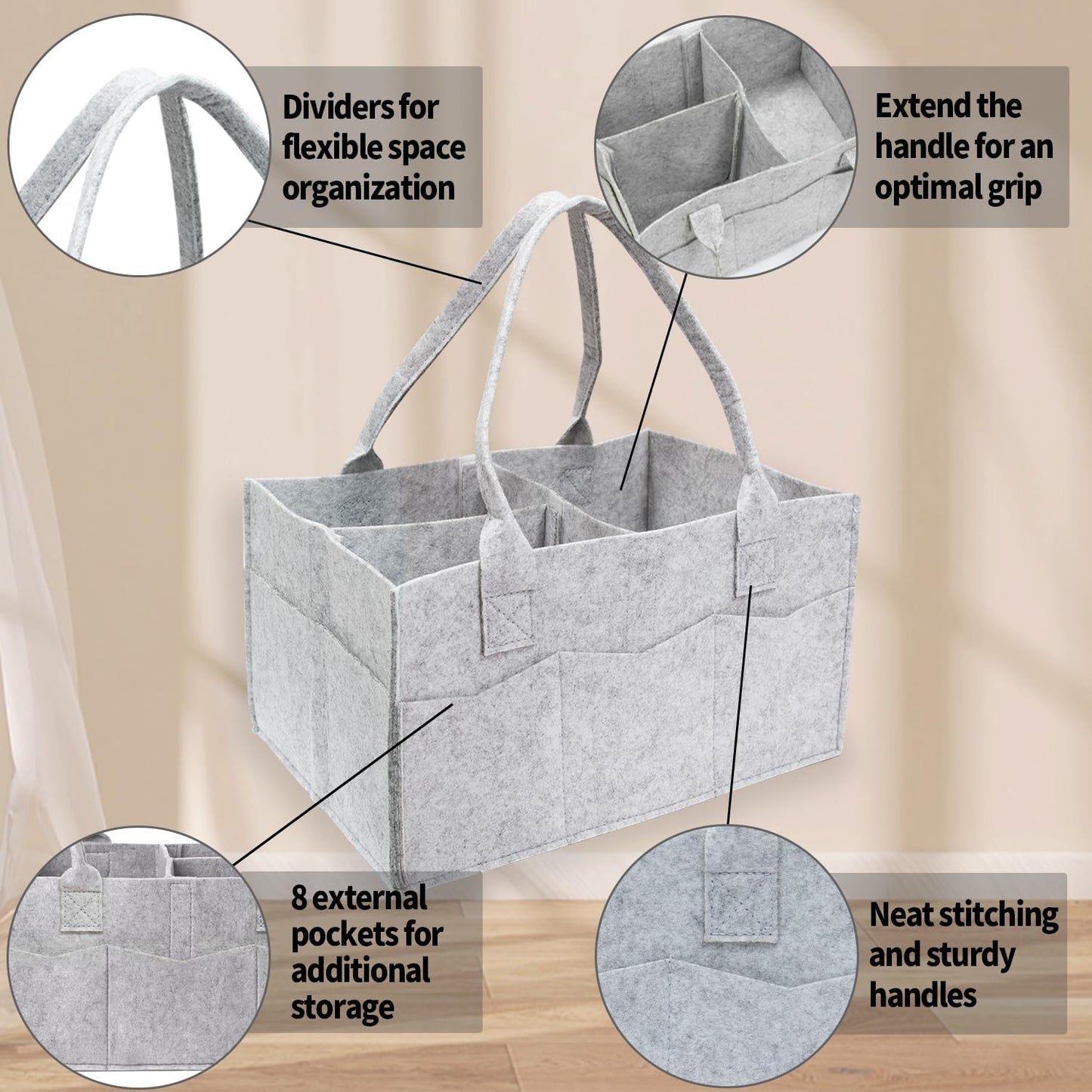 2 Pack Diaper Caddy Organizer, Portable Baby Caddy Organizer with Handle, Collapsible Nursery Storage Bin and Gift Baskets for Girls and Boys - Newborn Essentials, Baby Shower Gifts (Green)