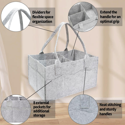 2 Pack Diaper Caddy Organizer, Portable Baby Caddy Organizer with Handle, Collapsible Nursery Storage Bin and Gift Baskets for Girls and Boys - Newborn Essentials, Baby Shower Gifts (Green)