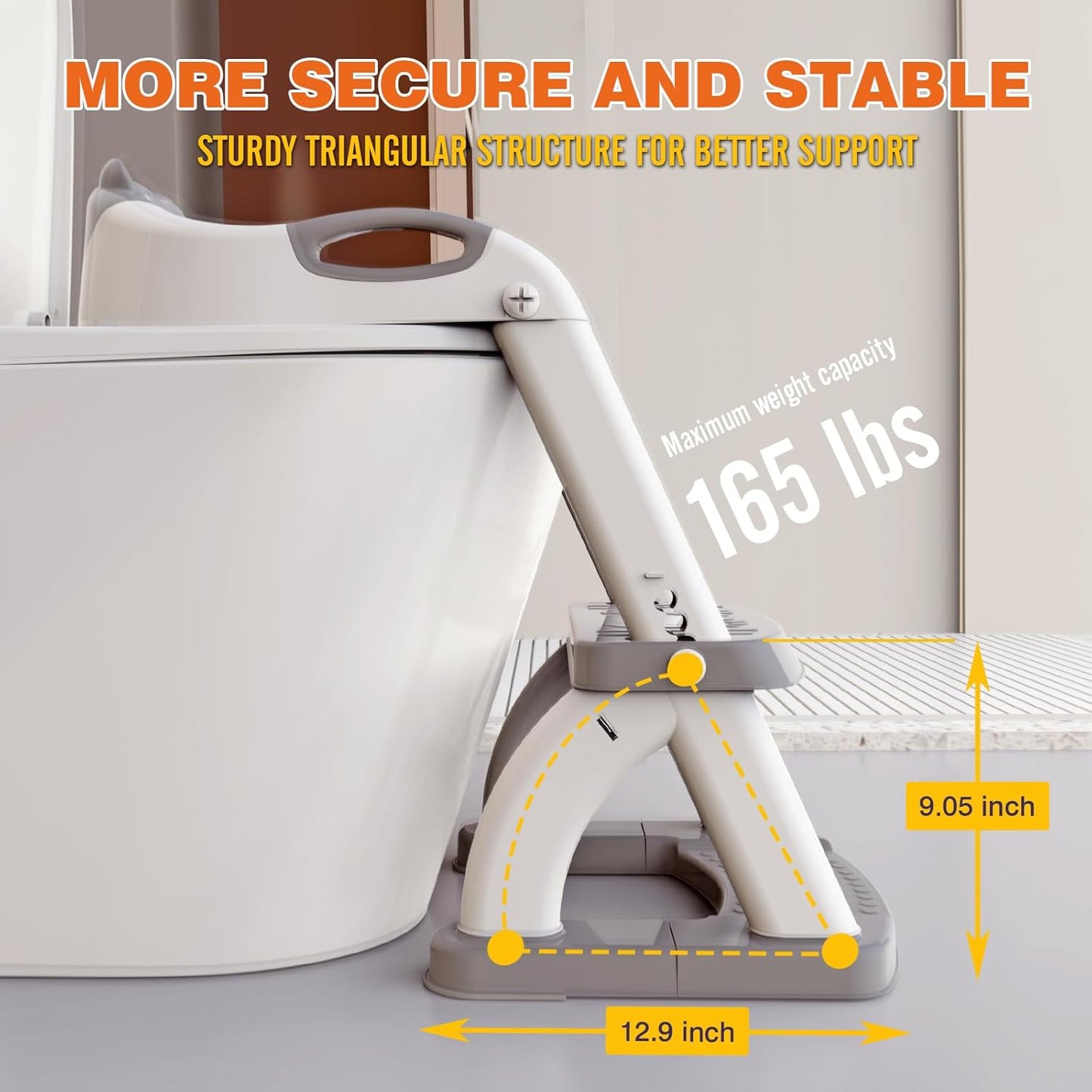 Potty Training Seat, SKYROKU Upgrade Toddler Toilet Seat for Kids Boys Girls, 2 in 1 Potty Training Toilet, Splash Guard Anti-Slip Pad Step Stool,New Sector-Shape Stabilized Base (8899+Grey)