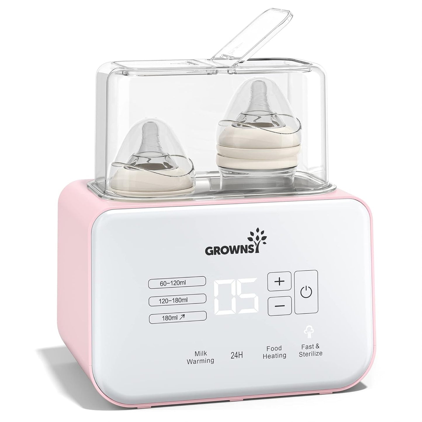 GROWSNY Fast Baby Bottle Warmer, 12-in-1 Milk Warmer with Steam and Water Bath Warming Modes for Breastmilk &Formula, Food Heating,with Thaw, Steri-lize, Egg Boil Function, Fits Most Types of Bottles