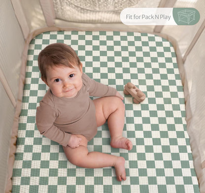 Blissful Diary Muslin Bassinet Sheets for Baby Girls Boys, Boho Soft Cotton Fitted for Oval Hourglass Rectangle Mattress, 2 Pack(Sunshine&Brown)
