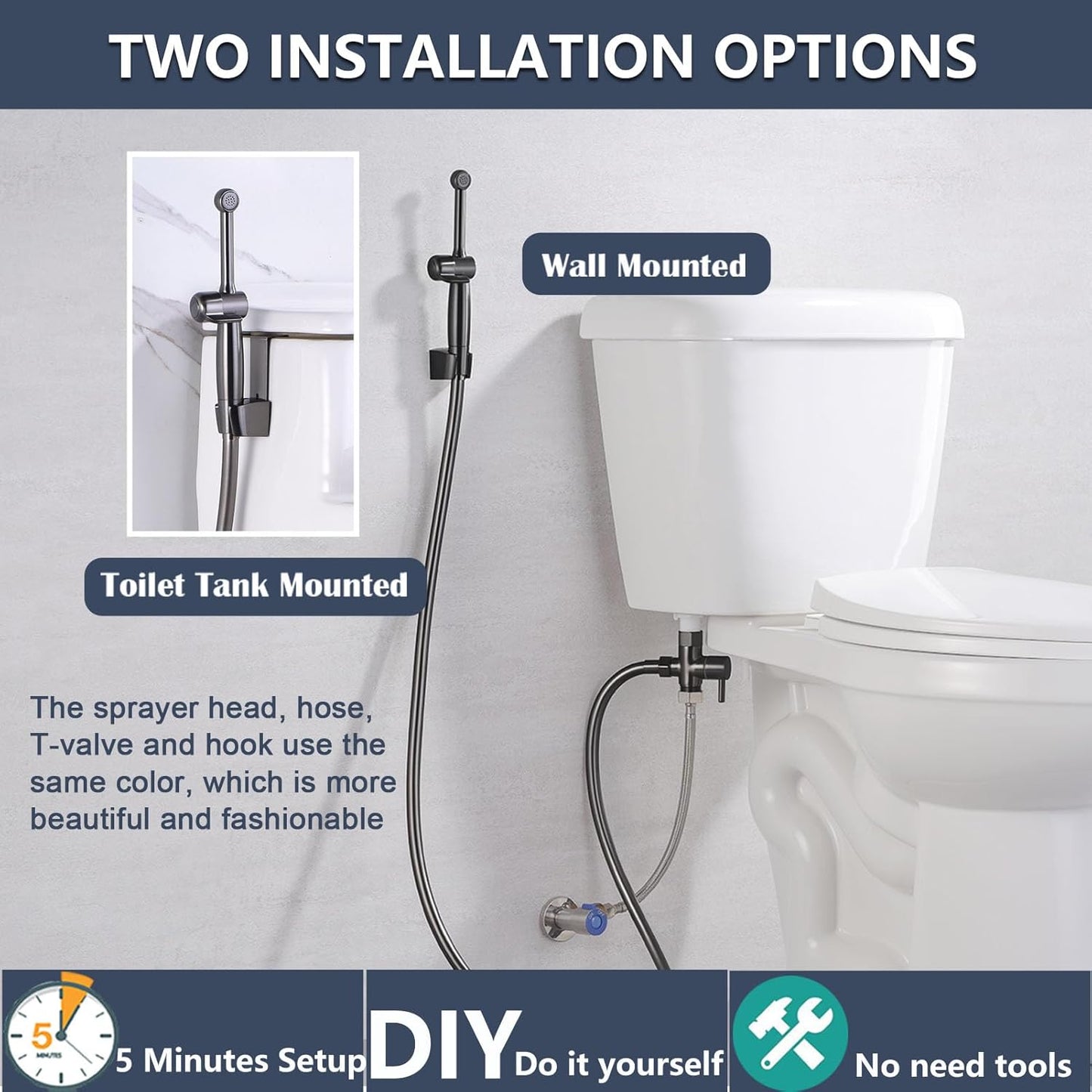 SonTiy Handheld Bidet Sprayer for Toilet, White Cloth Diaper Toilet Sprayer Attachment with Backflow Preventer, Adjustable Water Pressure Toilet Jet Spray for Feminine Wash