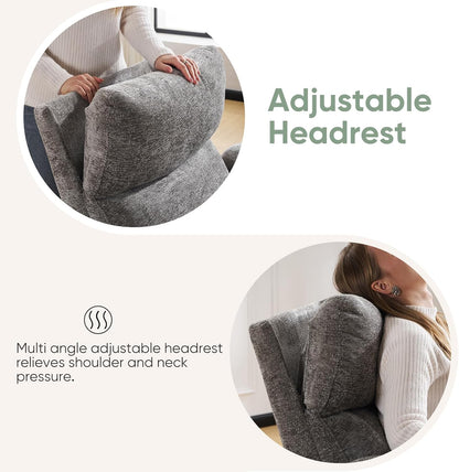 Rocking Chair Nursery with Adjustable Armrest for Breastfeeding, Glider Recliner Nursery Chair with Massage and Heat, Power Swivel Rocker Recliner with Adjustable Headrest, Corduroy, Beige