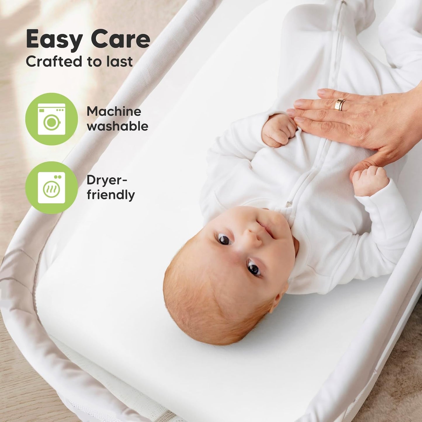 2-Pack Organic Bassinet Sheets for Girls, Boys - 100% Cotton Bassinet Mattress Sheets Compatible with Halo Bassinest Swivel Sleeper, Graco, Baby Delight, Chicco, Unisex Fitted Bassinet Sheets (Elly)