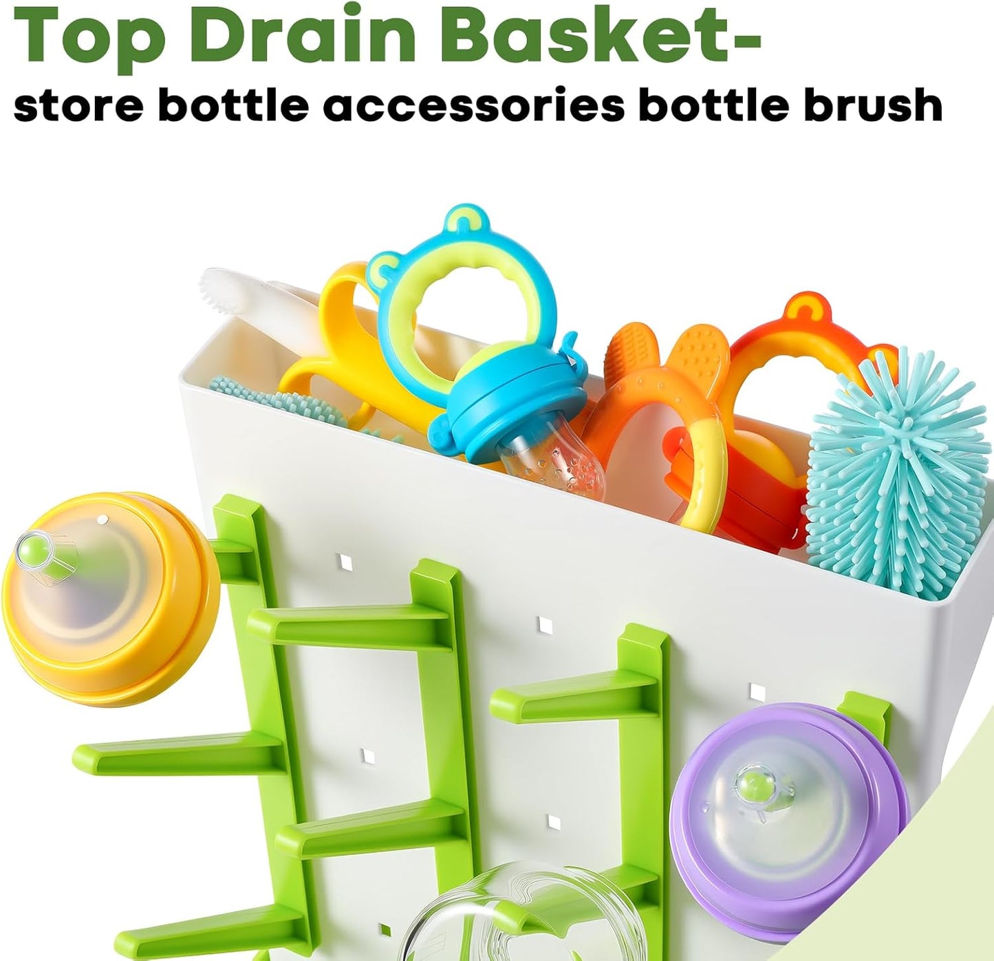 MeCids Baby Bottle Drying Rack, Vertical Standing Bottle Dryer Rack Holder, Space Saving Baby Bottle Drying Rack for Countertop - Holds Up to 12 Baby Bottles