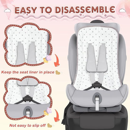 Thyle 2 Pcs Stroller Seat Cushion Stroller Seat Liner Baby Stroller Accessories Reversible Baby Carriage Cushion Universal Stroller Cotton Newborn Car Seat Breathable Stroller Mat for Pushchair