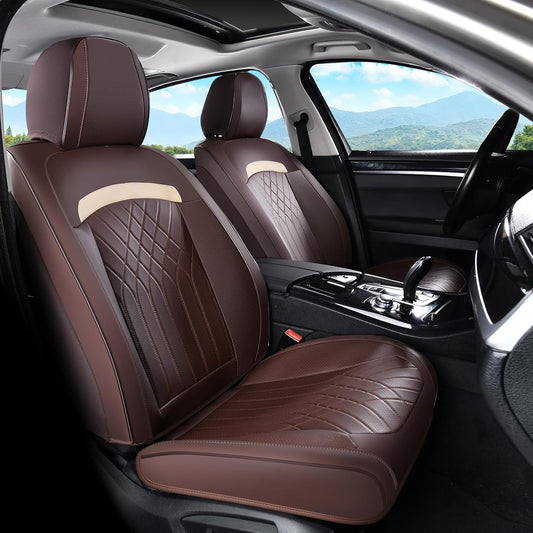 FLORICH Car Seat Covers Front Seat, Leather Seat Covers for Cars, Car Seat Protector Waterproof, Universal Automotive Seat Covers, Front Car Seat Cover Fit for Most Sedans SUV Pick-up Truck