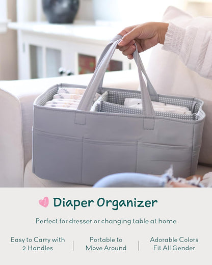 Lily Miles Baby Diaper Caddy Organizer - Large Tote Bag for Newborn essentials Boy or Girl - Baby Shower Basket - Nursery Must Haves - Registry Favorites - Newborn Caddie Car Organizer