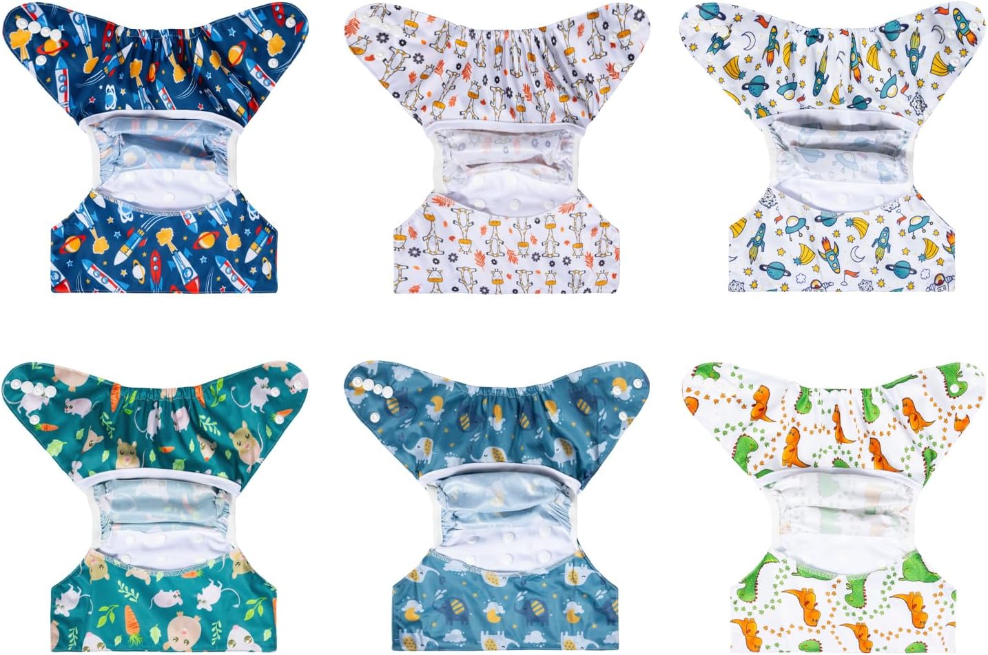 ALVABABY 6pcs Cloth Diaper Covers &1 Wet Dry Bag, Washable Reusable Cloth Nappy Shell for Prefold with Multi-Functional Bag, Flat or Fitted Diaper Inserts 6NKZ06