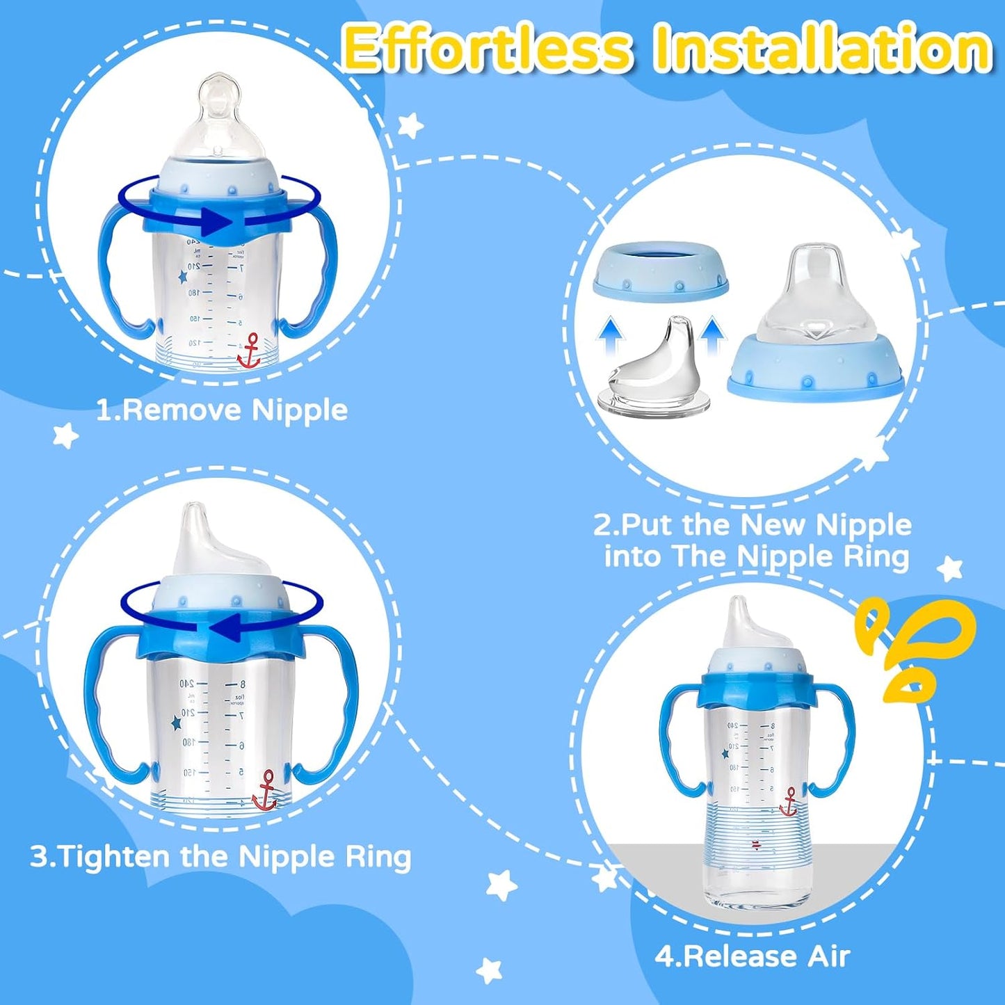 RBUGR 6 Pack Replacement Silicone Spout Compatible with NUK Active and Learner Cups, Sippy Cup Nipple for NUK Sippy Cup & Learner Cup, 100% Silicone Sippy Nipples for 6m+