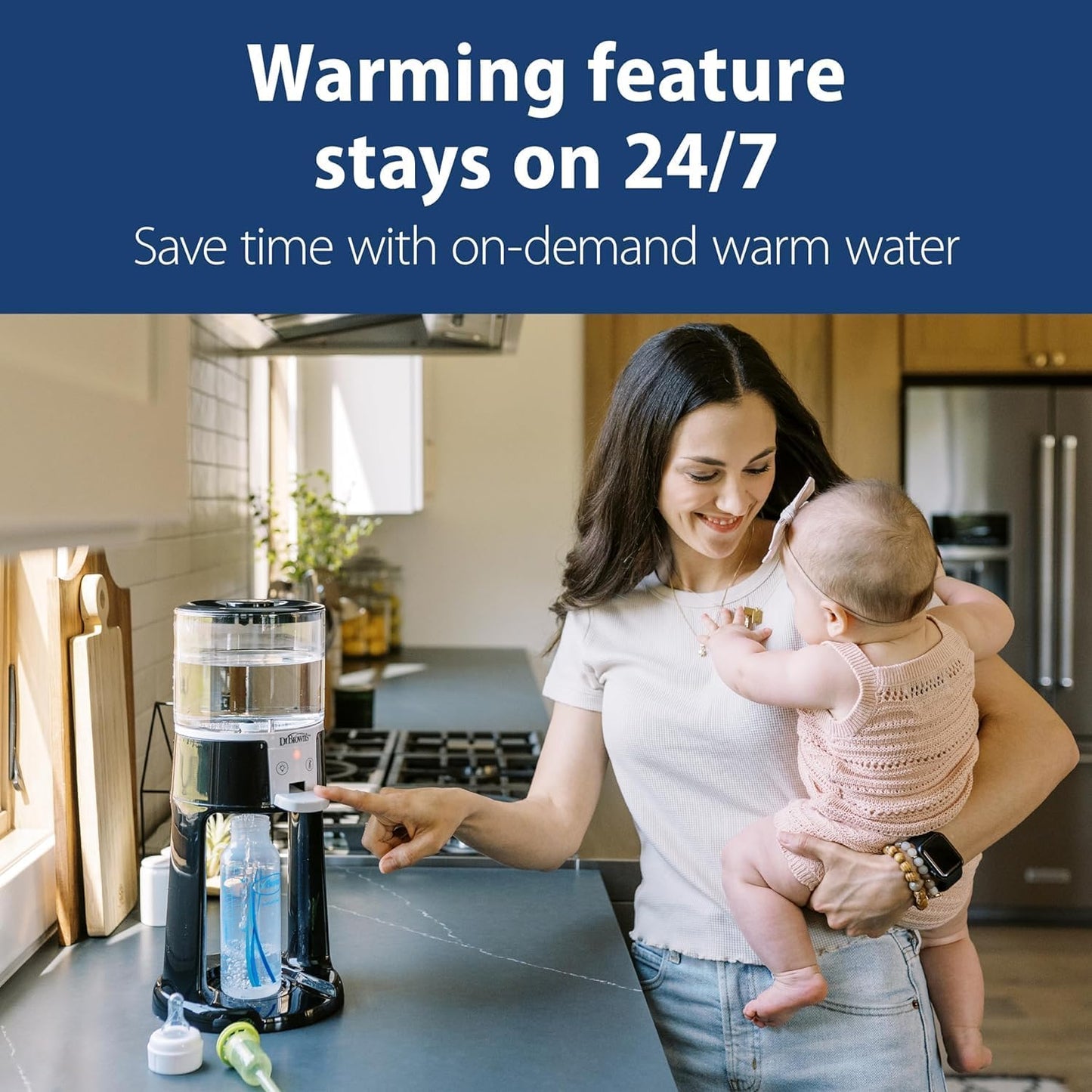 Dr. Brown's Insta-Prep Warm Water Dispenser with Baby Formula Mixing Pitcher, 36oz Blue