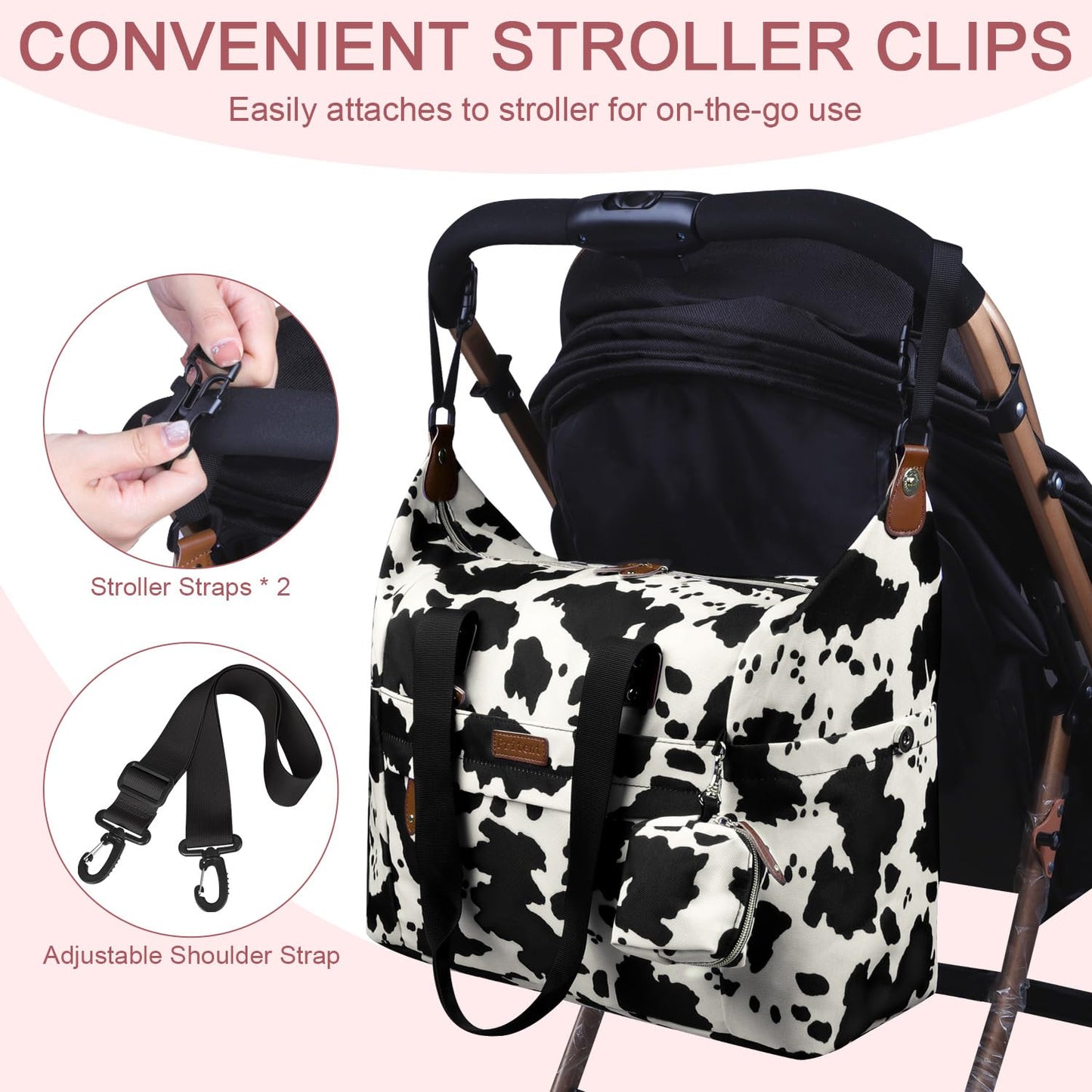 Pritent Diaper Bag Tote - Diaper Baby Bags with Pacifier Case, Shoulder Straps, Stroller Clips, Waterproof Large Mommy Maternity Travel Baby Bag for Mom and Dad, Green, Medium