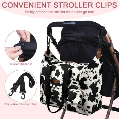 Pritent Diaper Bag Tote - Diaper Baby Bags with Pacifier Case, Shoulder Straps, Stroller Clips, Waterproof Large Mommy Maternity Travel Baby Bag for Mom and Dad, Green, Medium
