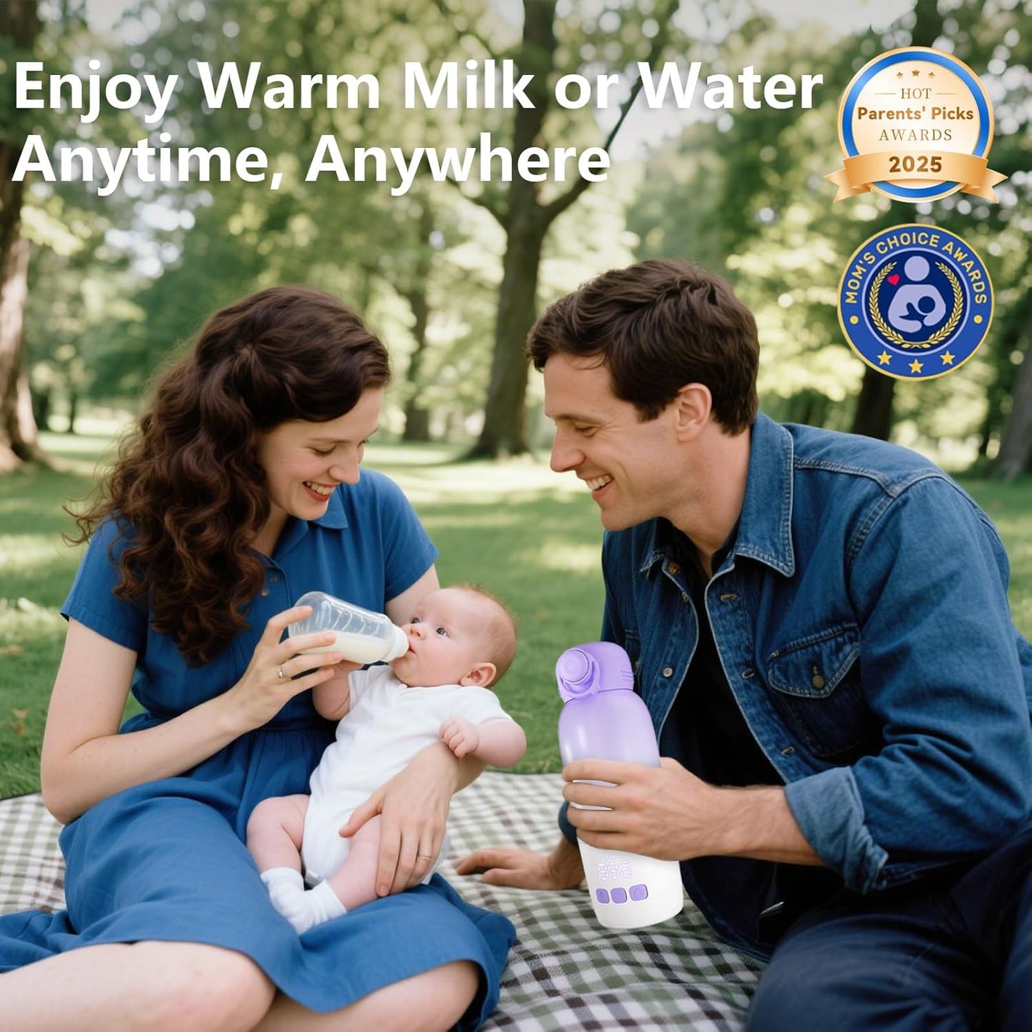 Portable Bottle Warmer for Travel - 12oz Cordless Milk Warmer, Dual Heating Modes for Breast Milk & Water, Fast Heating Smart Temperature Control, Ideal for Outdoor, Car, and Nighttime Feeding