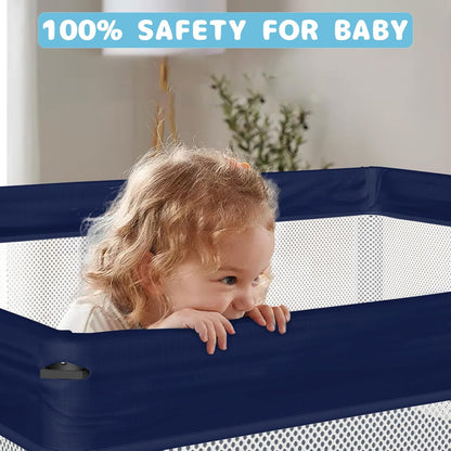 TOREVSIOR Foldable Baby Playpen with Mat, 50"×50" Collapsible Play Pen for Babies and Toddlers, Indoor & Outdoor Kids Safety Play Pen, Portable Play Yard, Foldable Baby Playpen with 50 Ocean Balls