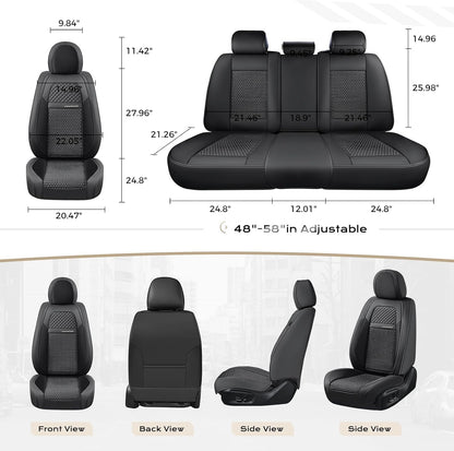 Coverado Leather Seat Covers for Car, Waterproof Car Seat Covers Full Set, 2 in 1 Conversions Car Seat Cover Protector Car Accessories Universal Fit for Most Cars SUVs and Trucks Beige