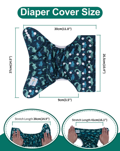 babygoal Cloth Diaper Covers 6 Pack with Wet Bag for Fitted Diapers and Prefolds with Double Gussets, Adjustable and Reusable for Baby Boys and Girls