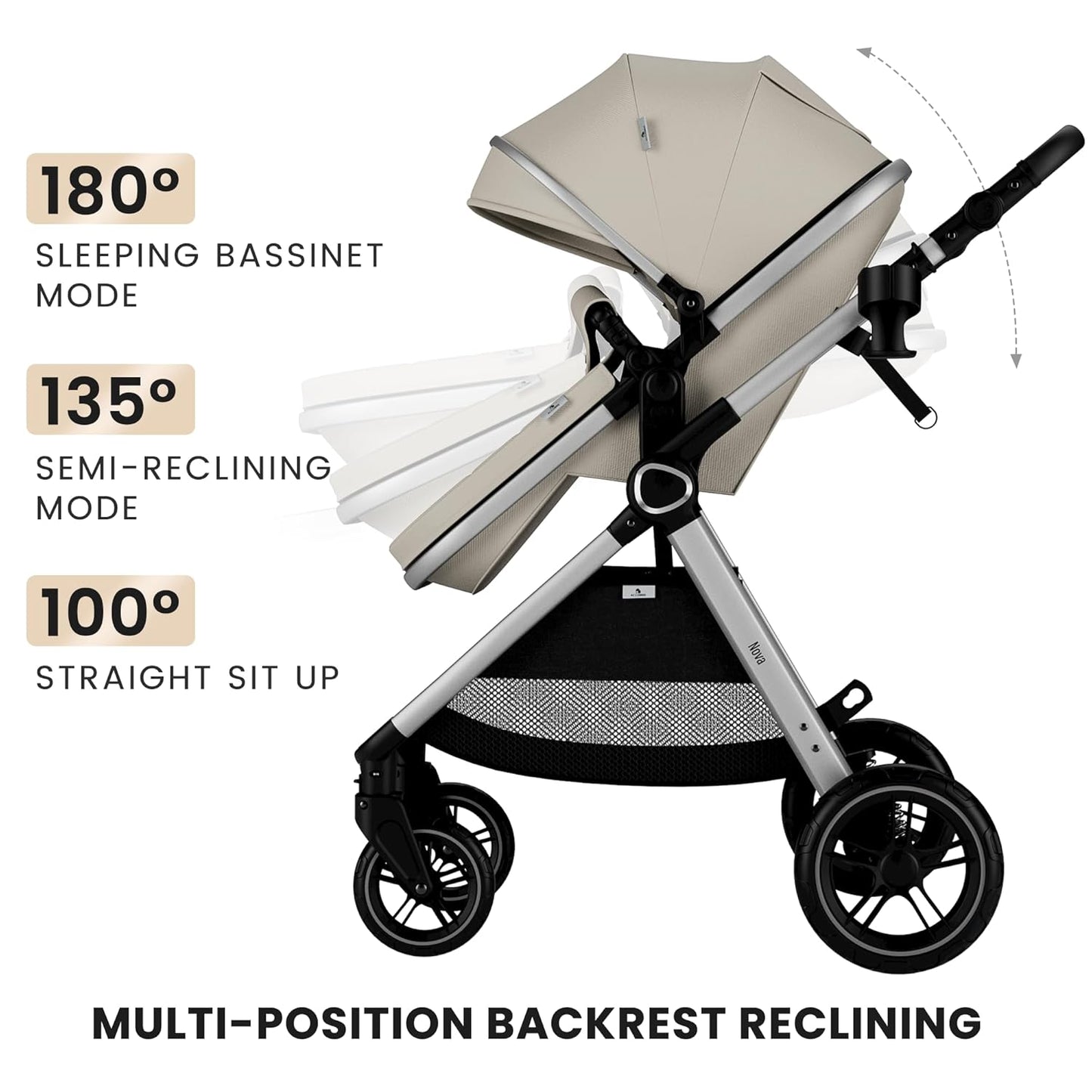 Accombe 2 in 1 Baby Stroller, Convertible Bassinet Pushchair for Infants and Newborns 0-36 Months