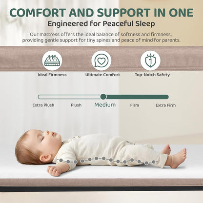 Cowiewie Bassinet Bedside Sleeper, Portable, Breathable, Adjustable Baby Bedside Bassinet for Peaceful Nights, Light Grey