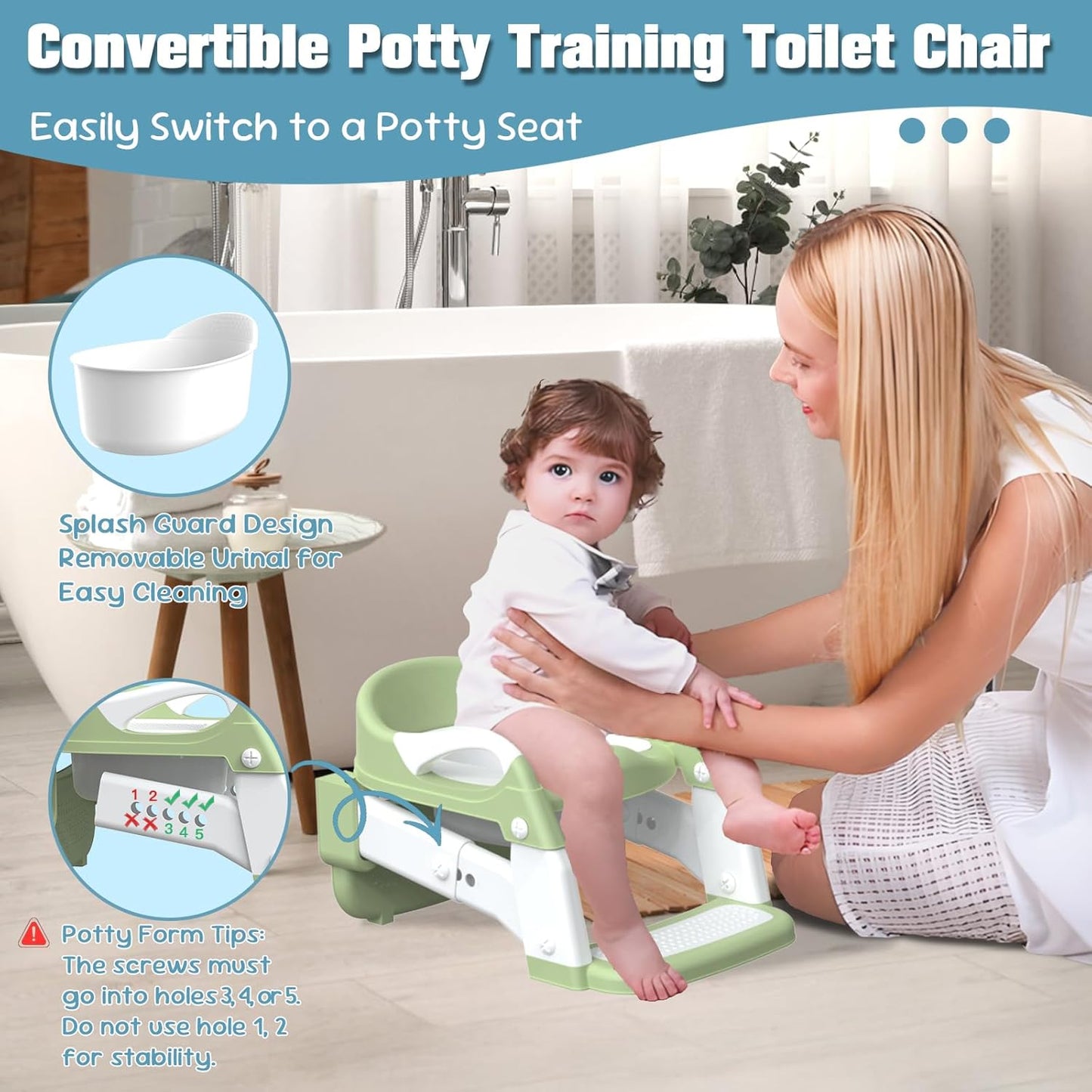 Potty Training Seat, Toddler Potty Training Toilet with Step Stool Ladder for Kids Boys Girls, 3 in 1 Foldable Toilet Seat Potty Chair with Urinals, Splash Guard, Handles, Anti-Slip Pad,Grey
